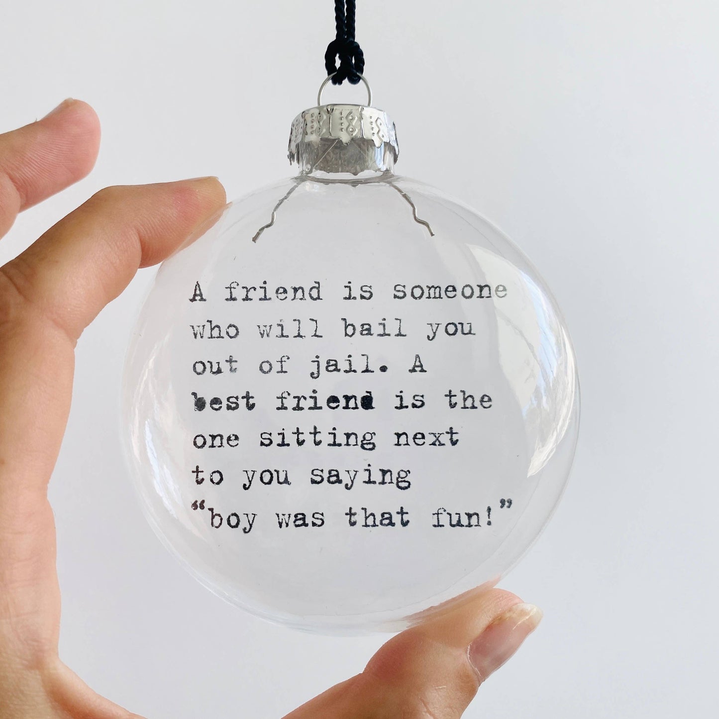Jail Friendship See-Through Glass Holiday Ornament
