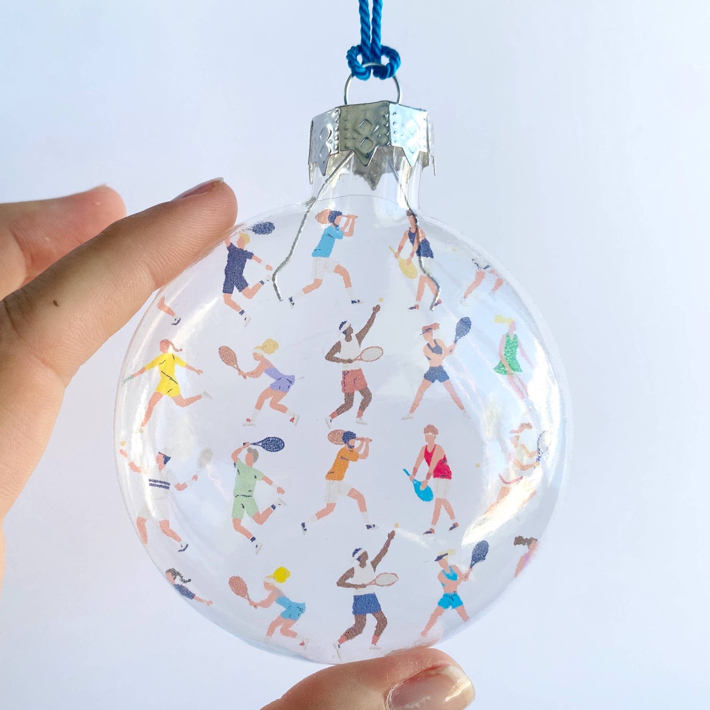 Tennis Players See-Through Glass Holiday Ornament