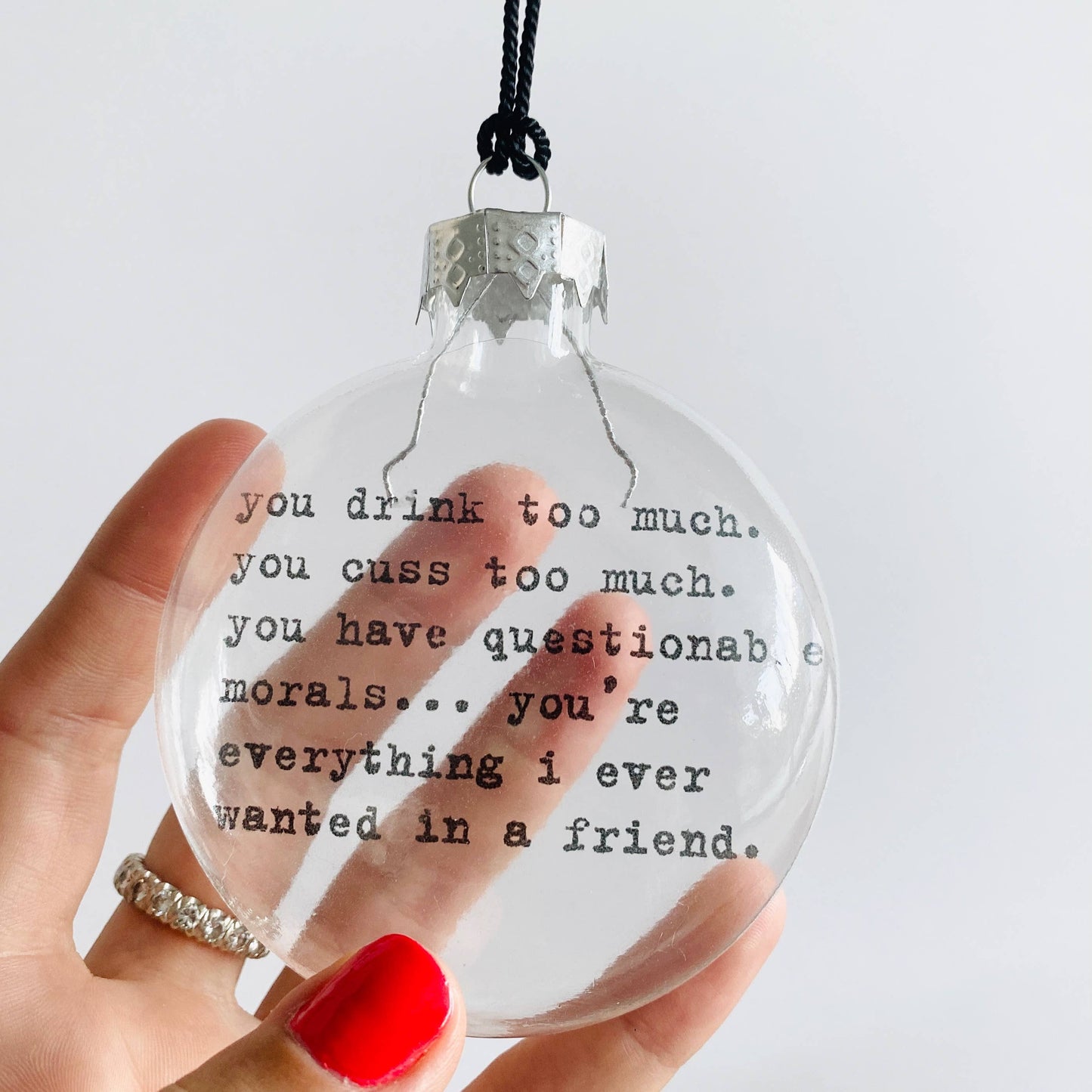 Cuss Friendship See-Through Glass Holiday Ornament