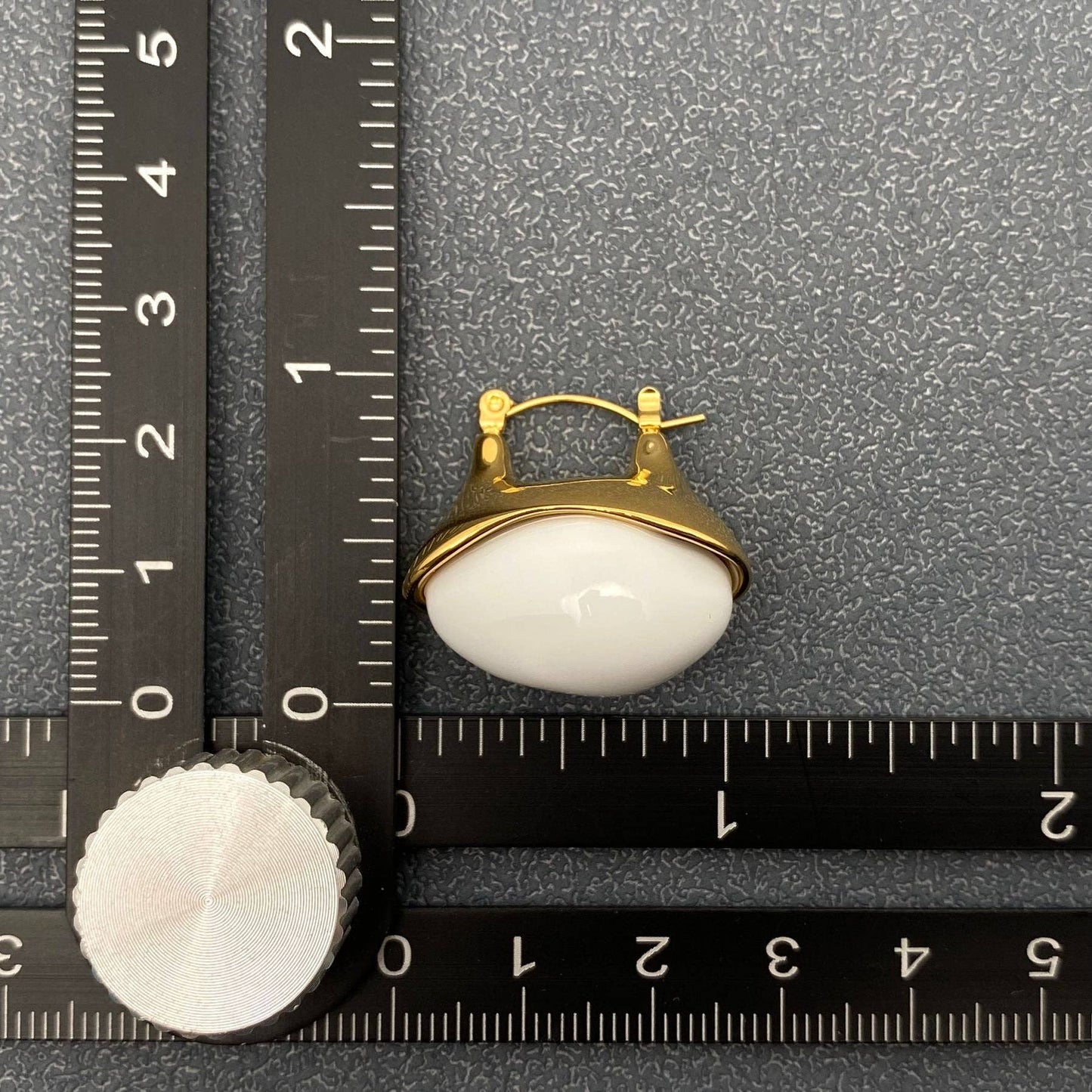 Gold and White Acrylic Earrings