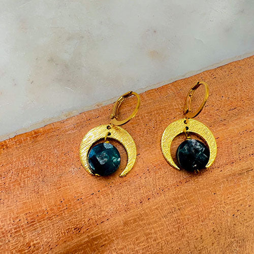 Apatite Quarter Moon Earring