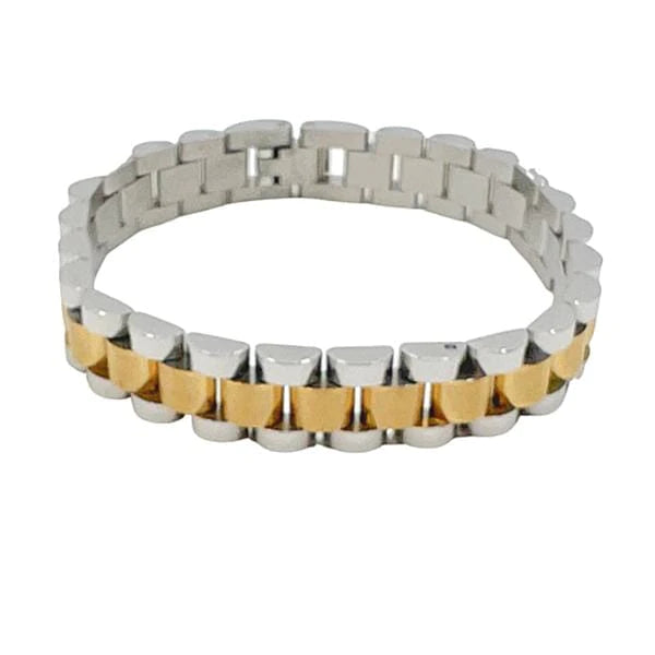 Stainless Steel 'Watch' Bracelet: Two Tone