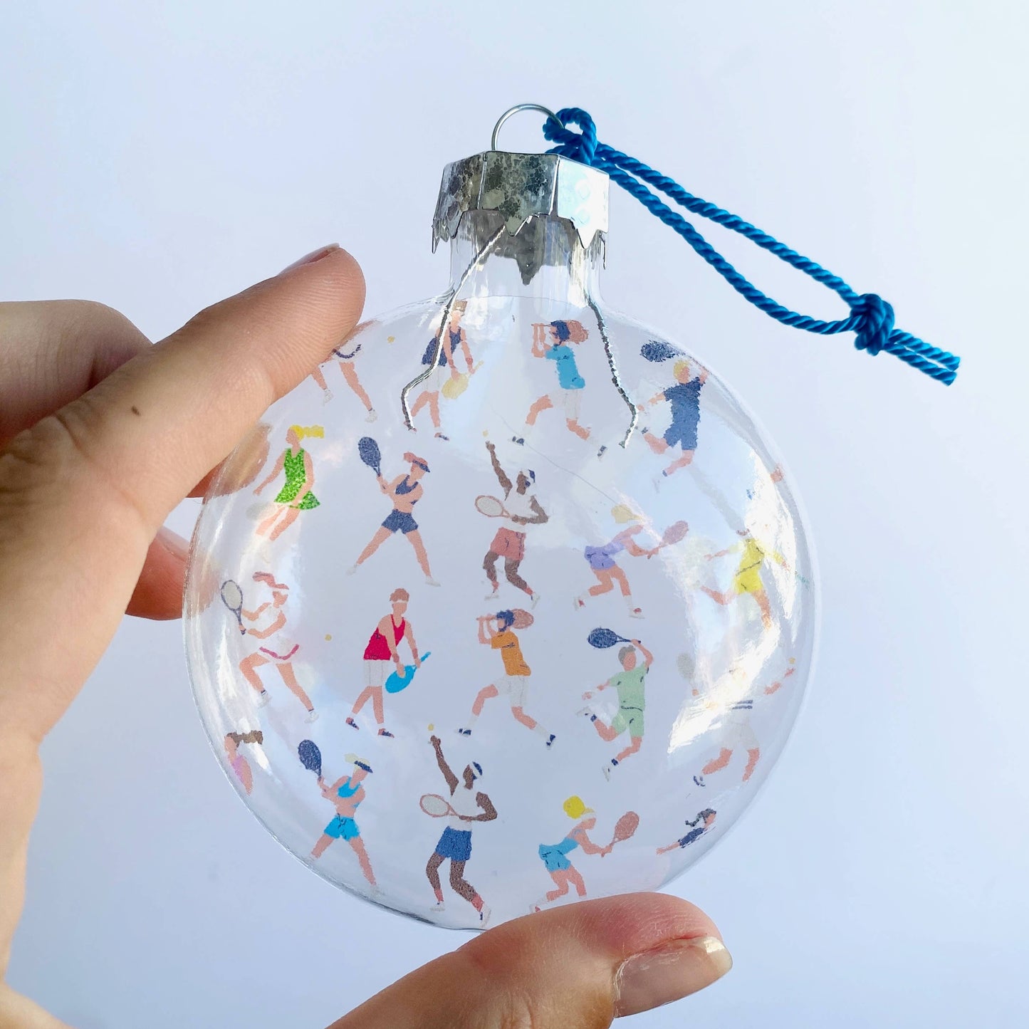 Tennis Players See-Through Glass Holiday Ornament