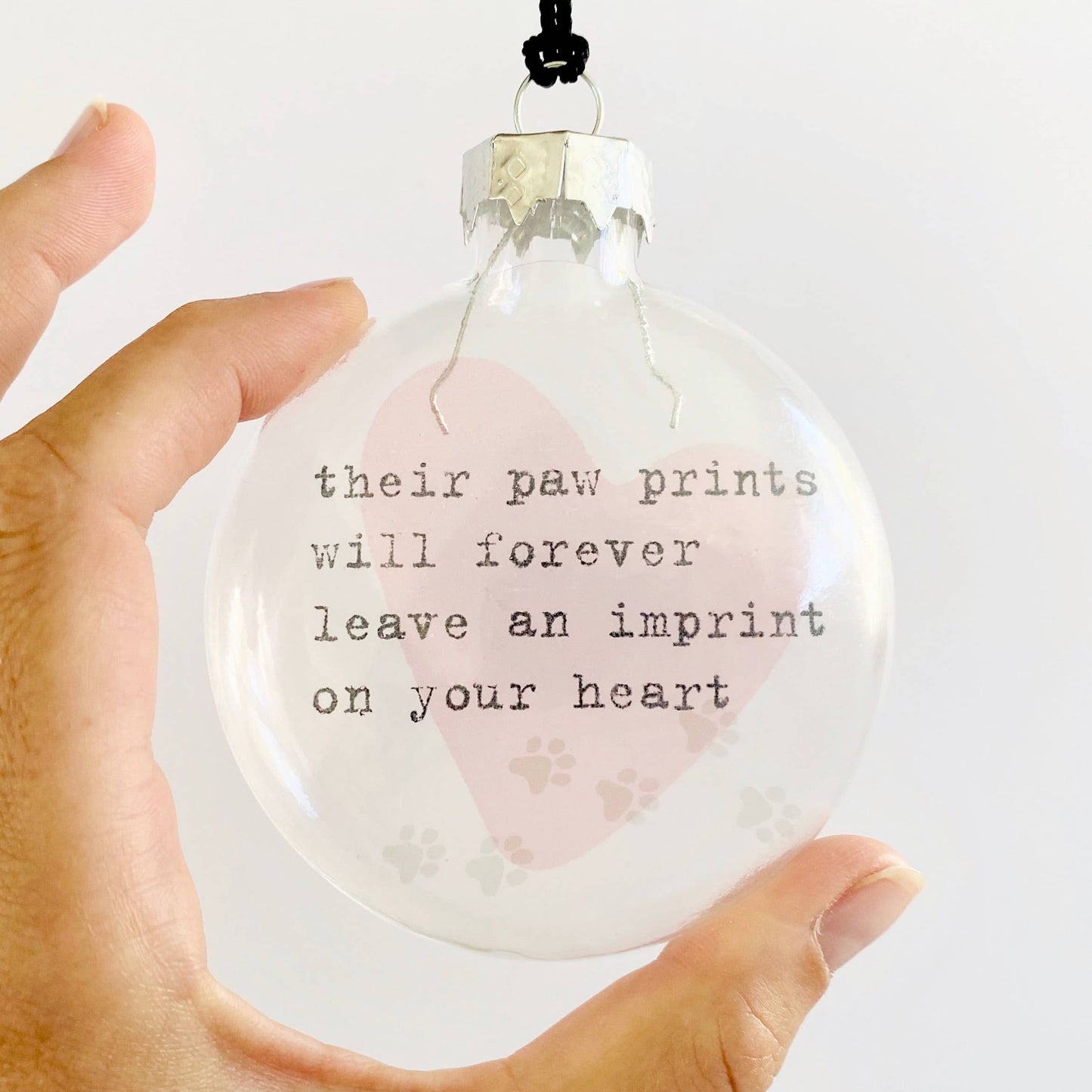 Paw Prints See-Through Glass Holiday Ornament