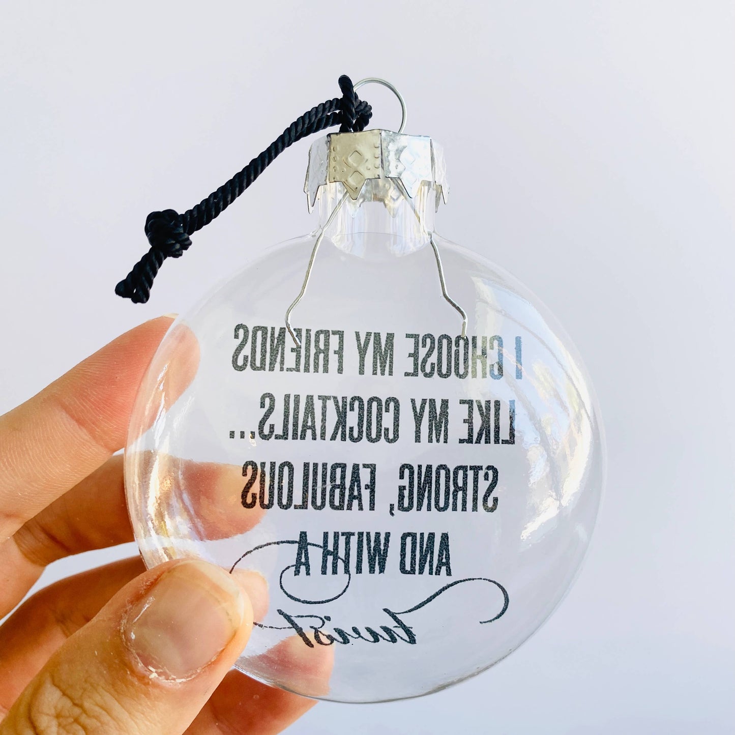 Friends With A Twist See-Through Glass Holiday Ornament