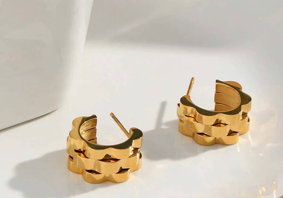 Roll X style Hoop Earring