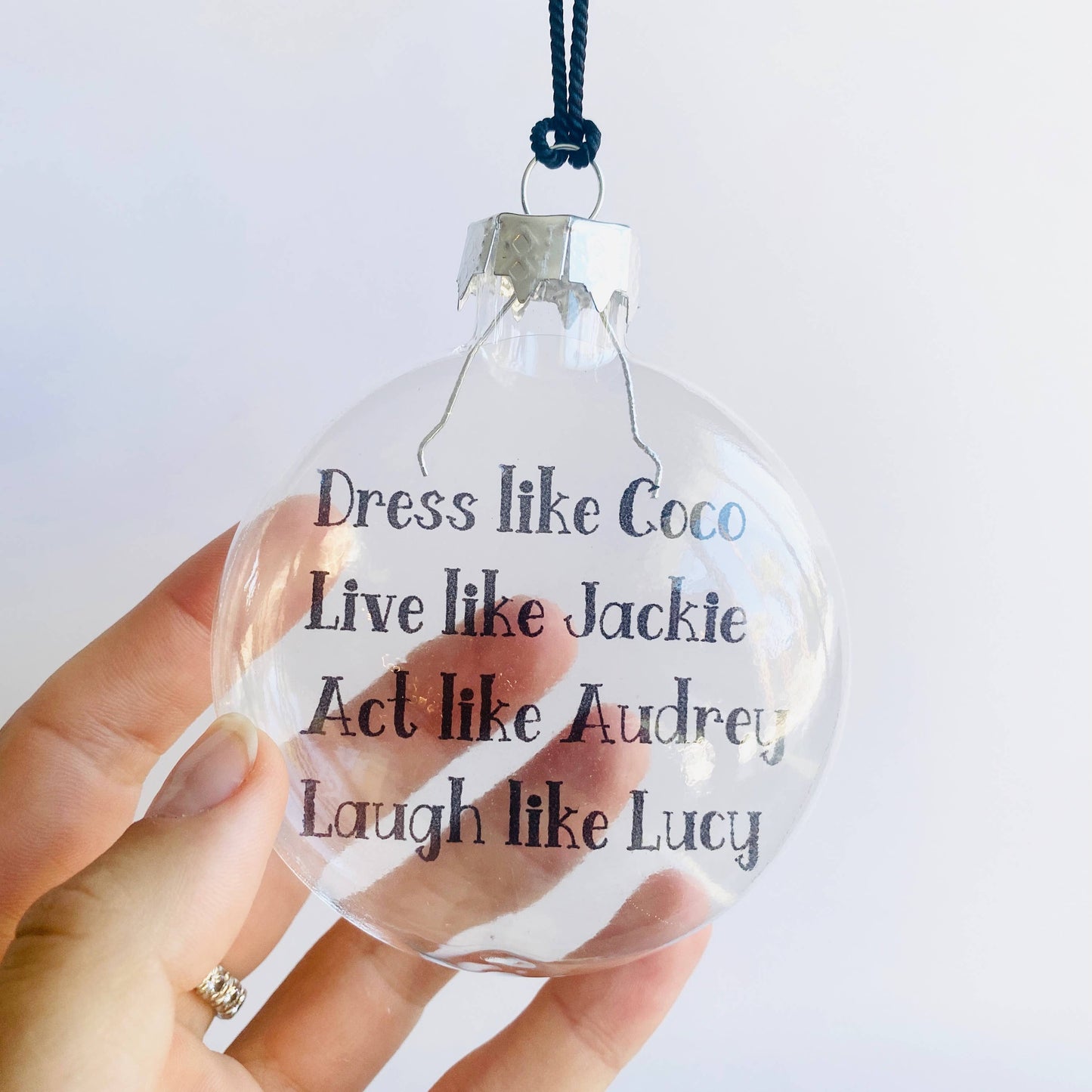 Coco Jackie Audrey Lucy See-Through Glass Holiday Ornament