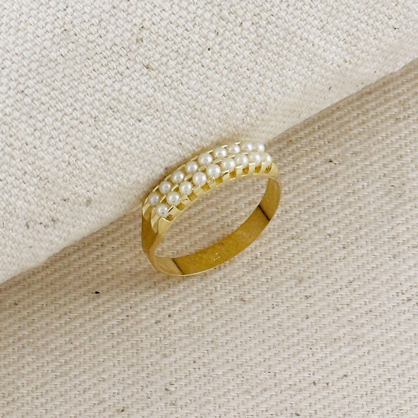 18k Gold Filled Double Pearl Ring