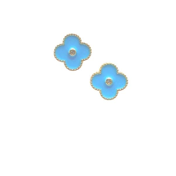 Clover Stud Earrings With CZ Center