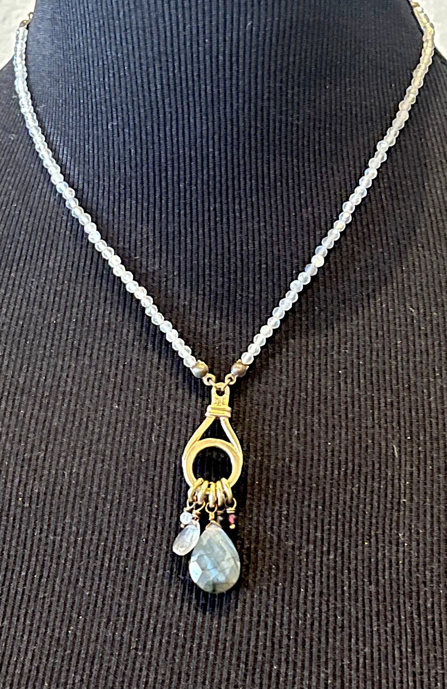 Multi Stone Drop Pendant Necklace