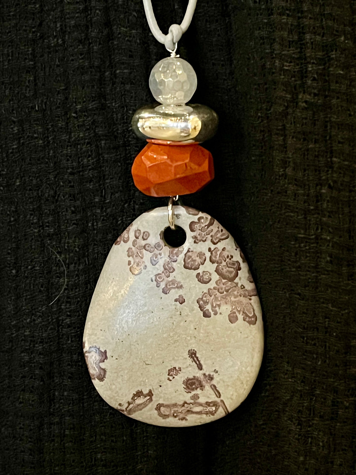 Simon Sebbag - Gray Agate Leather Necklace