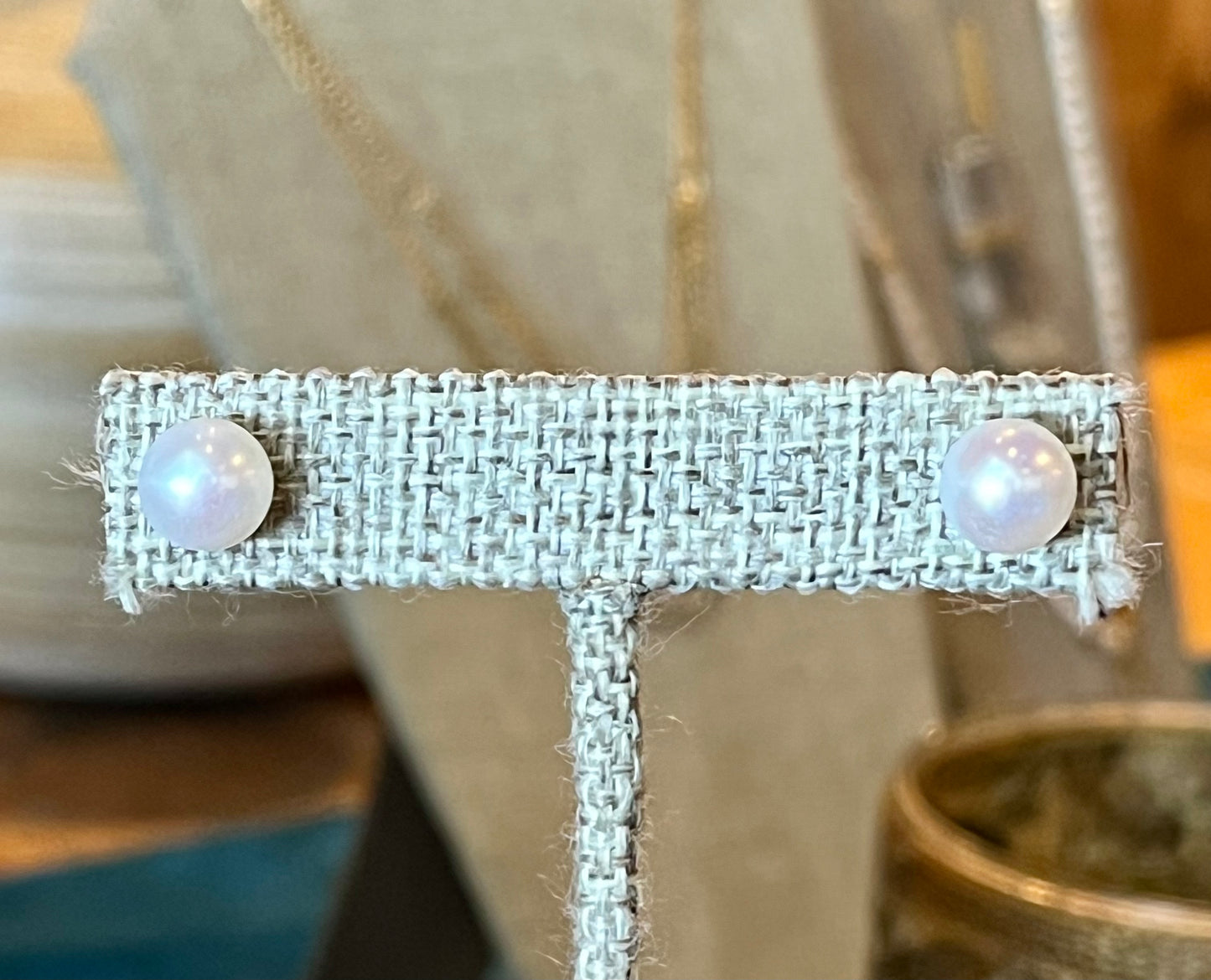 Pearl Moon Stud Earrings