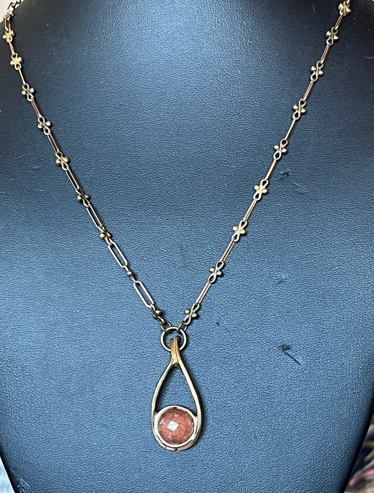 Lock & Key - Round Faceted Strawberry Quartz Necklace