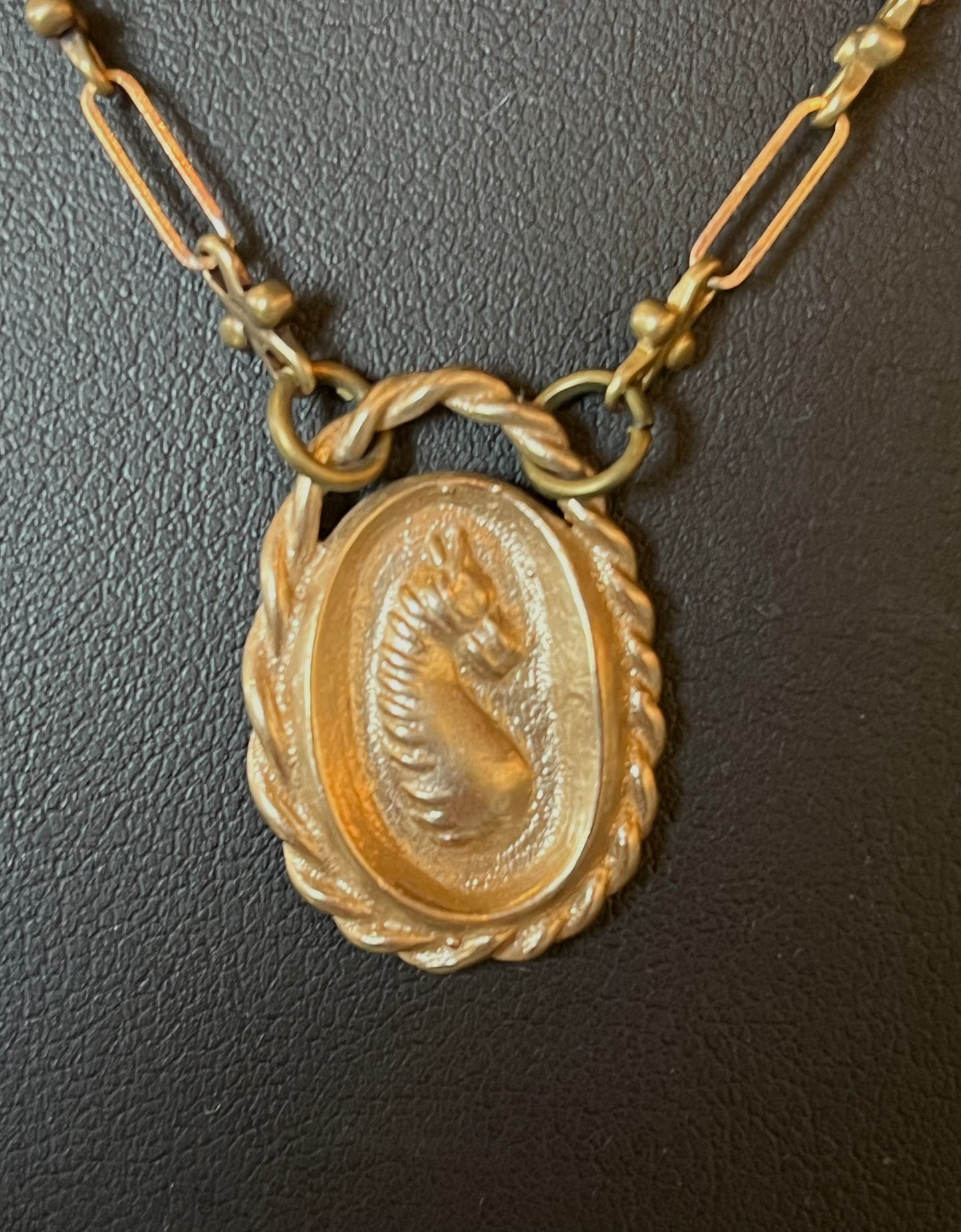 Lock & Key - Bronze Horse Intaglio Pendant Necklace