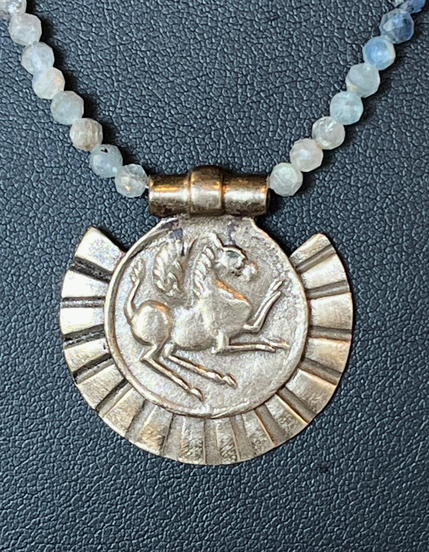 Lock & Key - Blue Kyanite with Antique Pegasus Necklace