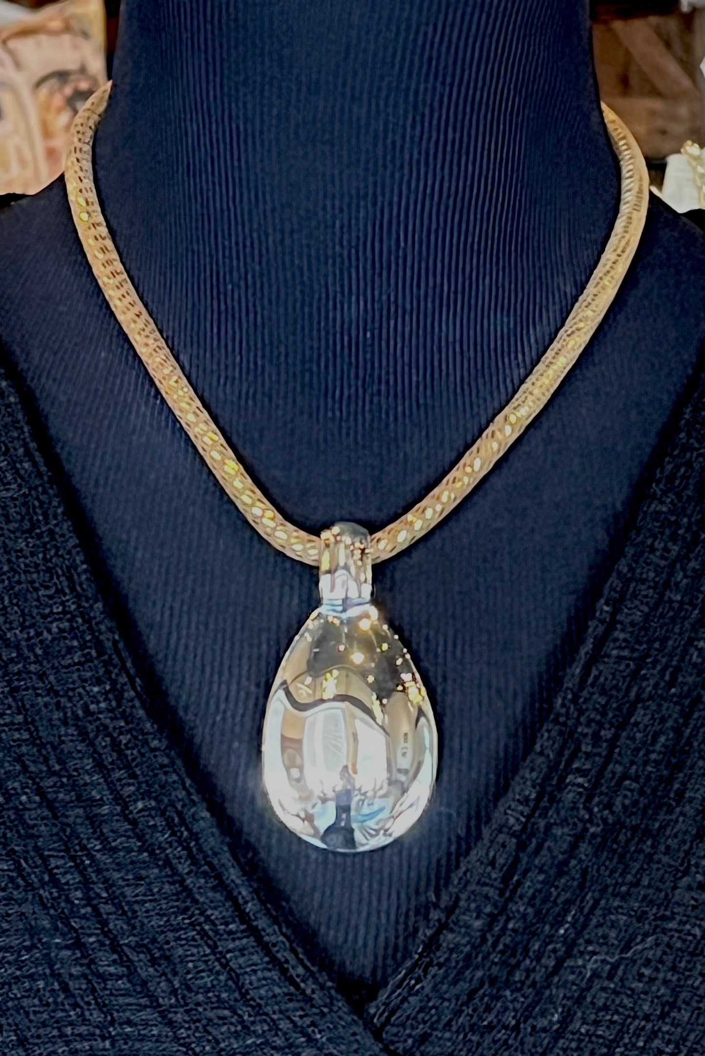 Simon Sebbag - Gold Suede Necklace with Sterling Pendant