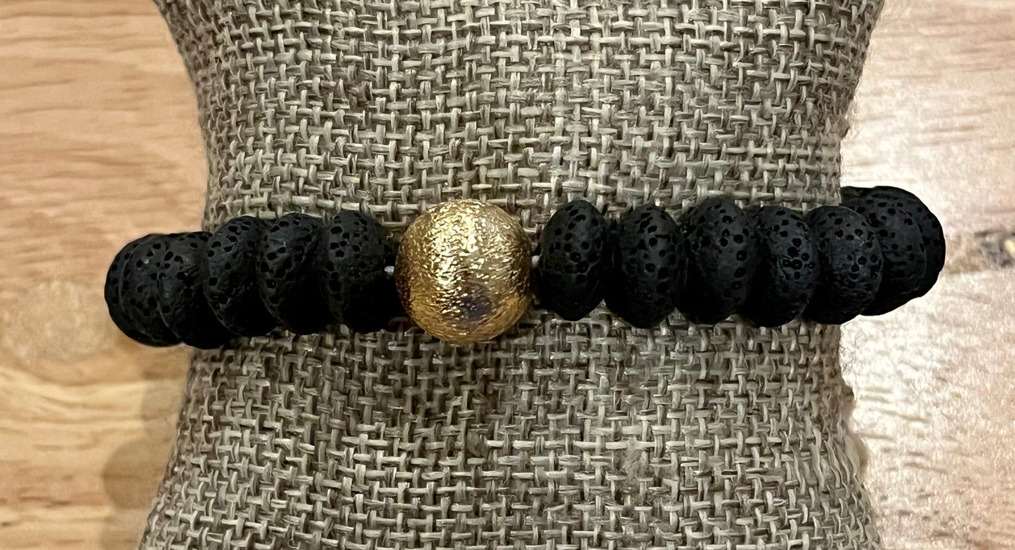 Rondelle Lava Rock Bracelet
