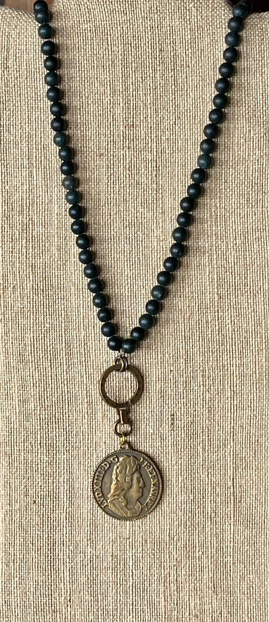 French Kande - Black Jasper with Charles IV Coin