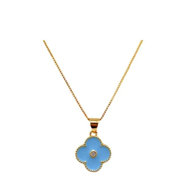 Clover Necklace with CZ Center
