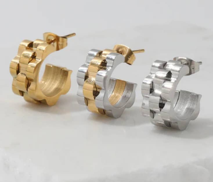 Roll X style Hoop Earring
