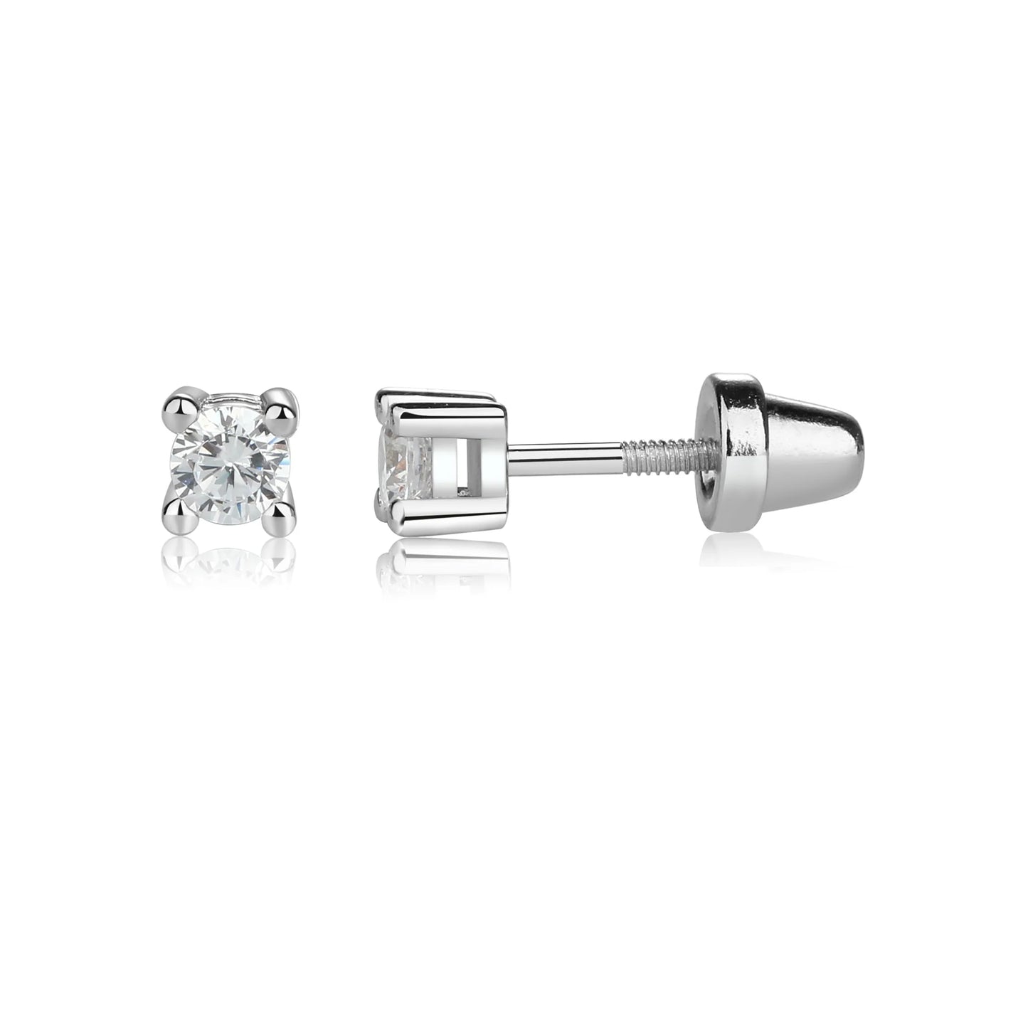 Kids Sterling Silver Clear CZ Stud Earrings