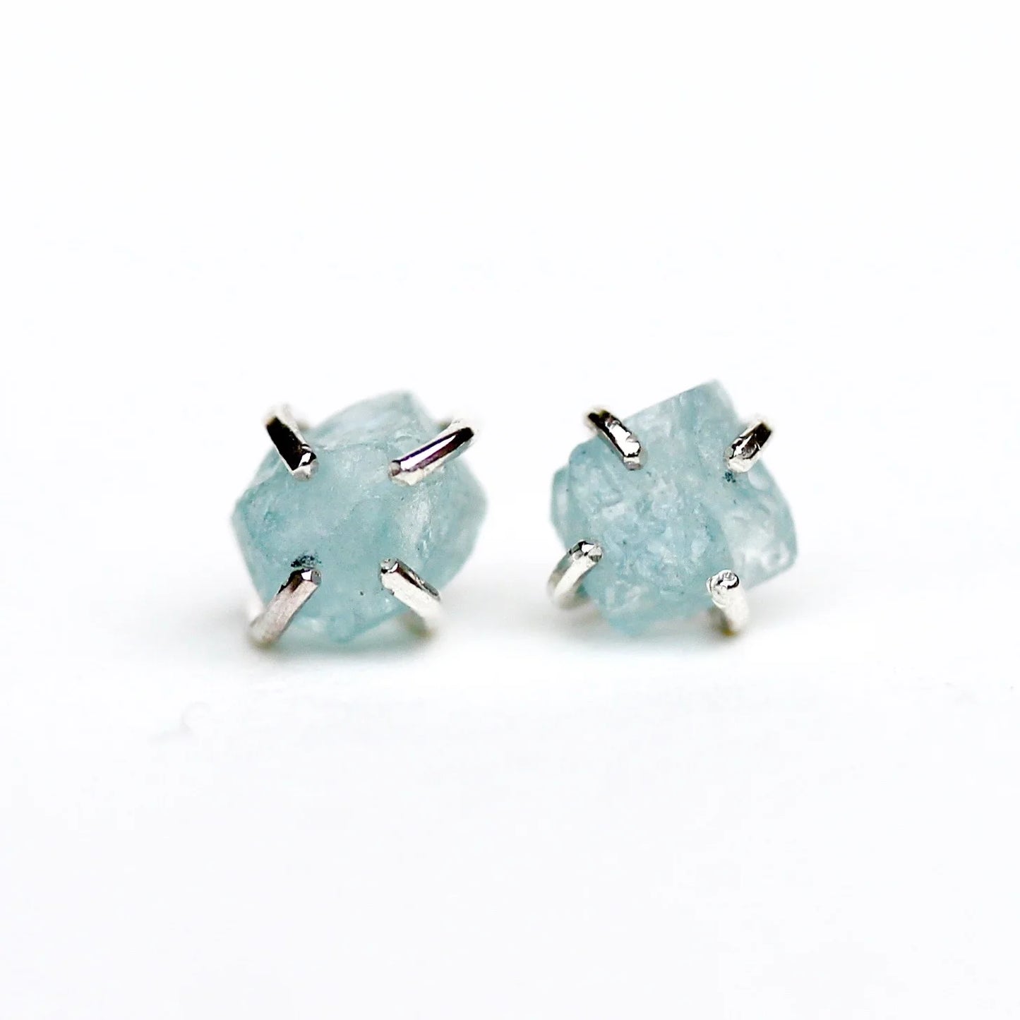 Raw Aquamarine Studs