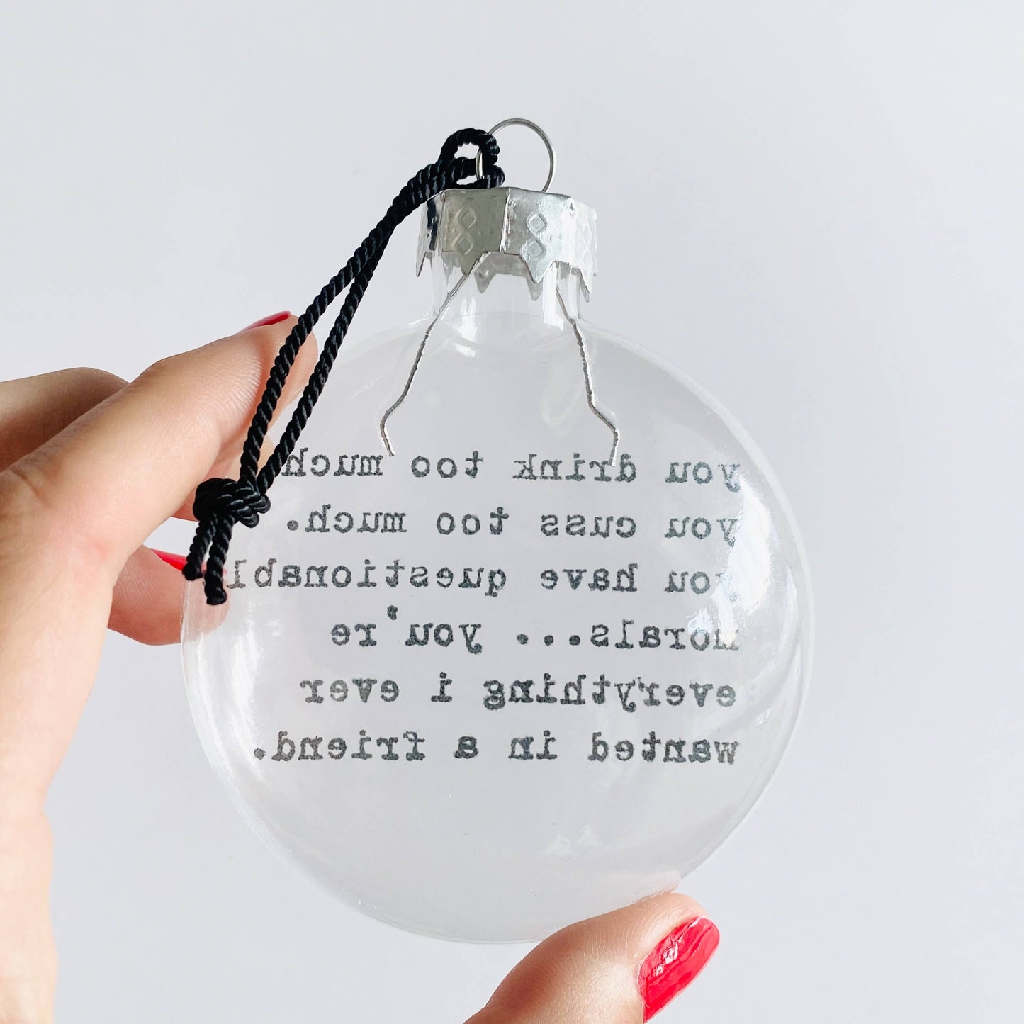 Cuss Friendship See-Through Glass Holiday Ornament