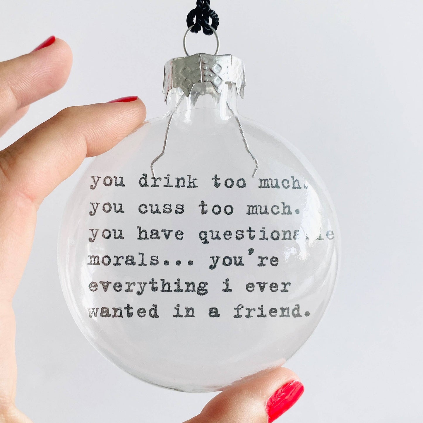 Cuss Friendship See-Through Glass Holiday Ornament