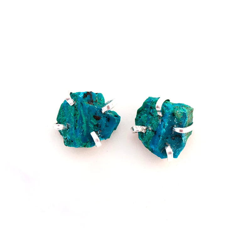 Raw Chrysocolla Studs