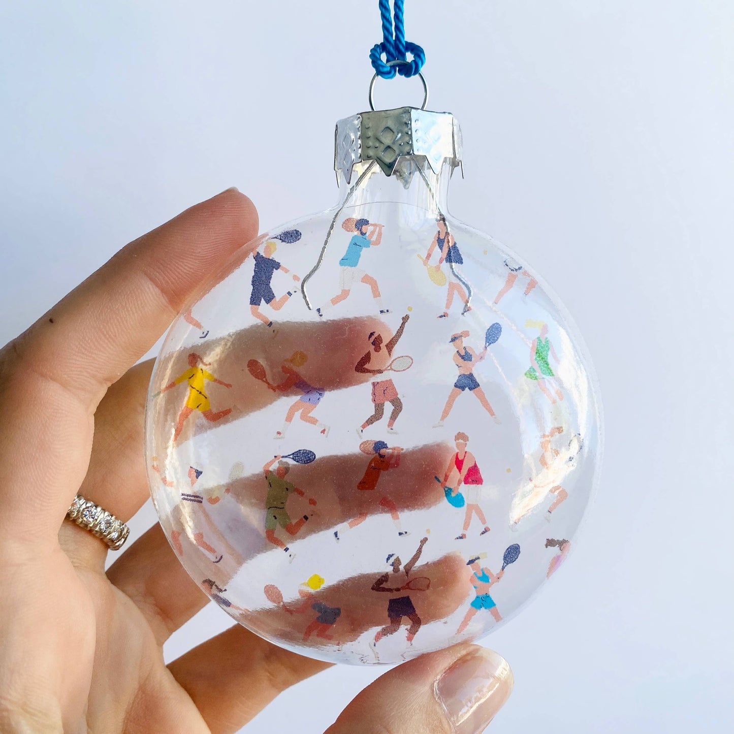 Tennis Players See-Through Glass Holiday Ornament