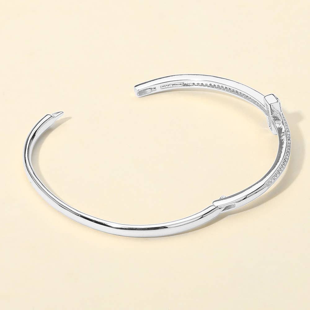 CZ Pave' T-bar Hinged Bracelet