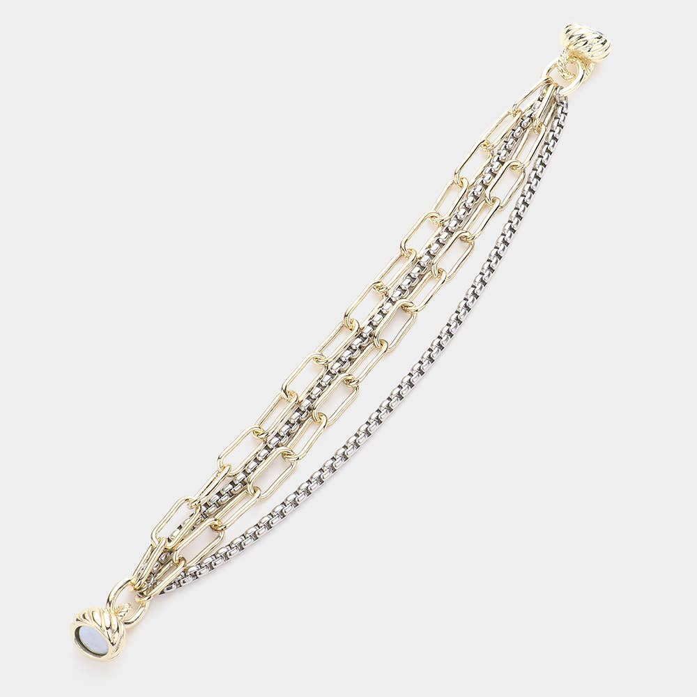 Two Tone Layered Chain Bracelet