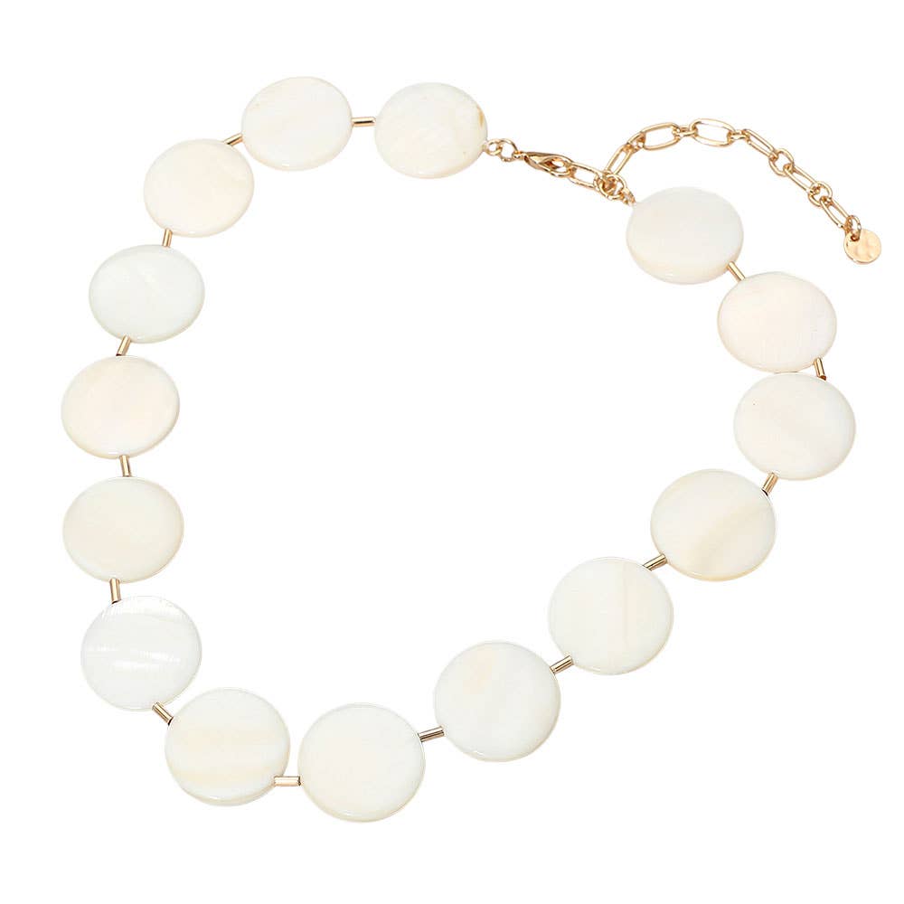 Mother of Pearl Disc Beaded Necklace