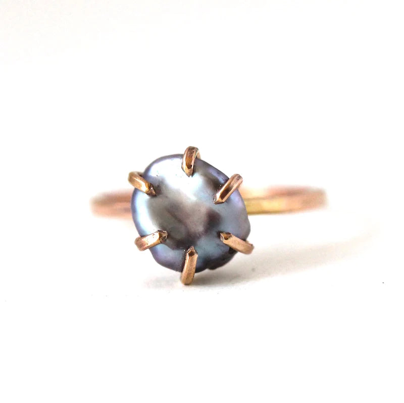 Grey Pearl Stacker Ring