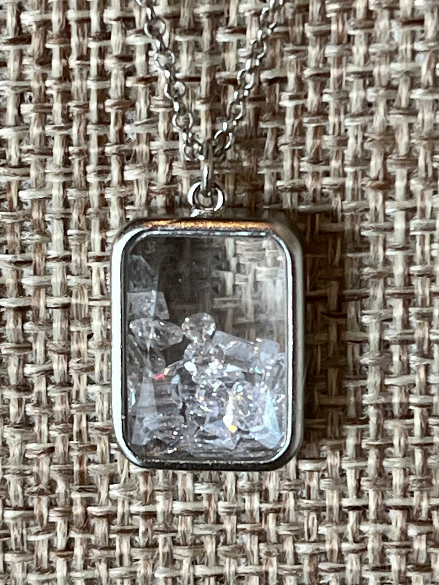 Rectangular Encased Herkimer Diamond Necklace