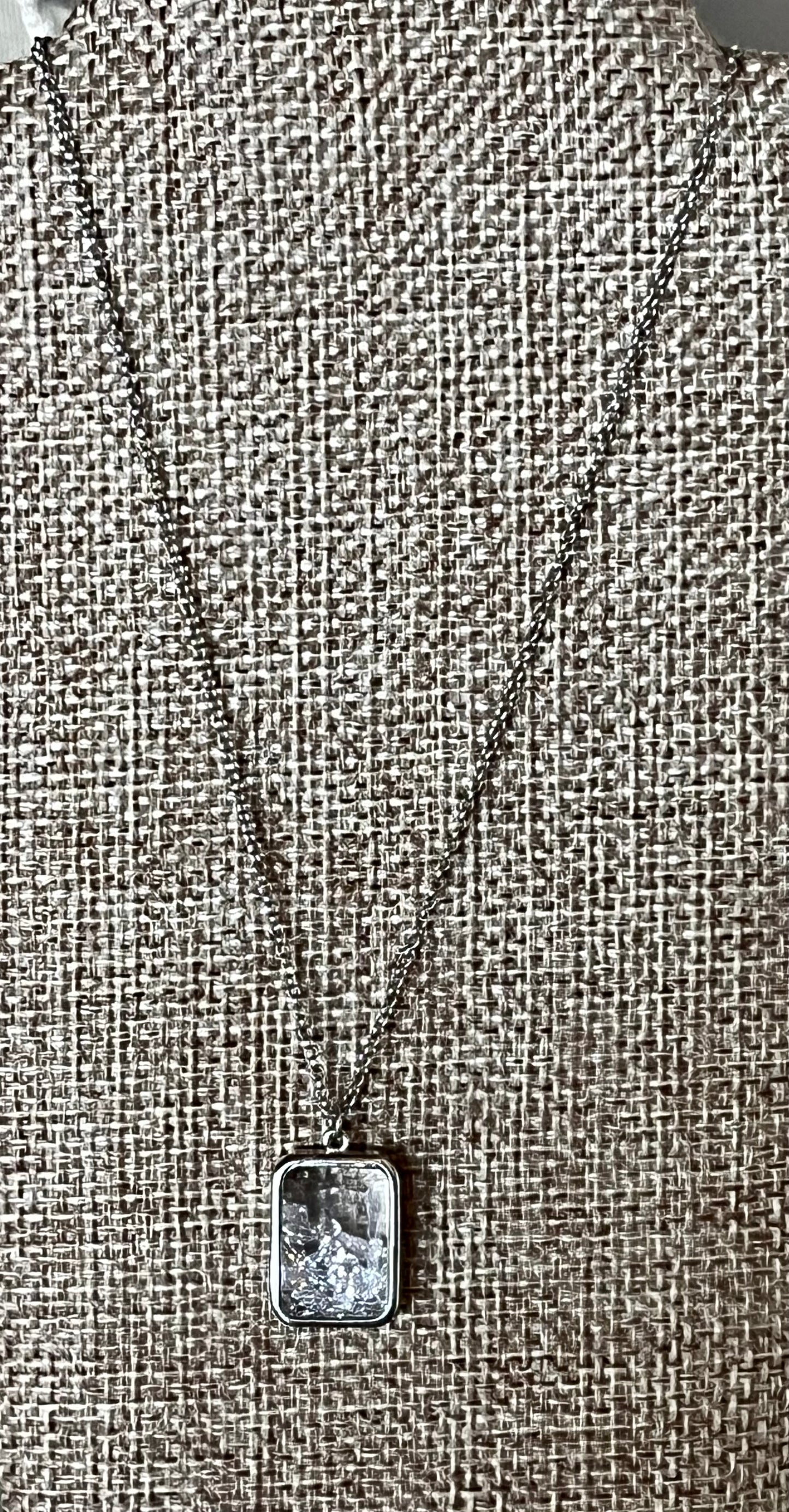 Rectangular Encased Herkimer Diamond Necklace