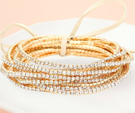 Rhinestone Layering Stretch Bracelets