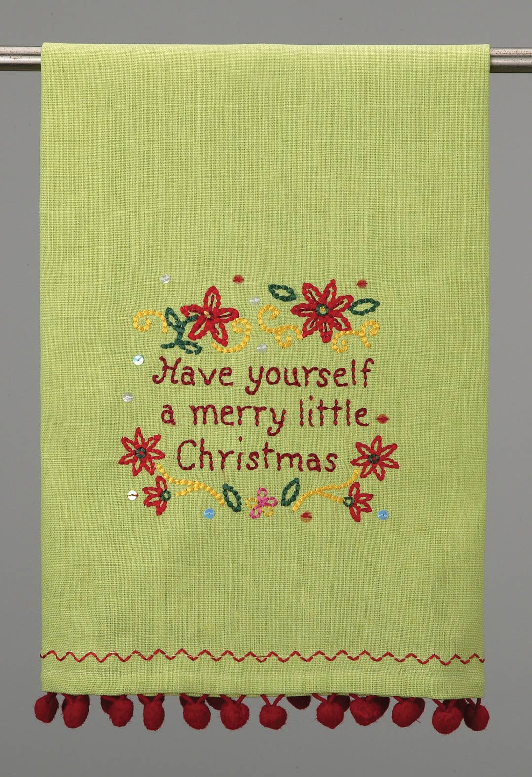 A Merry Little Xmas With Pom Pom Kitchen Towel