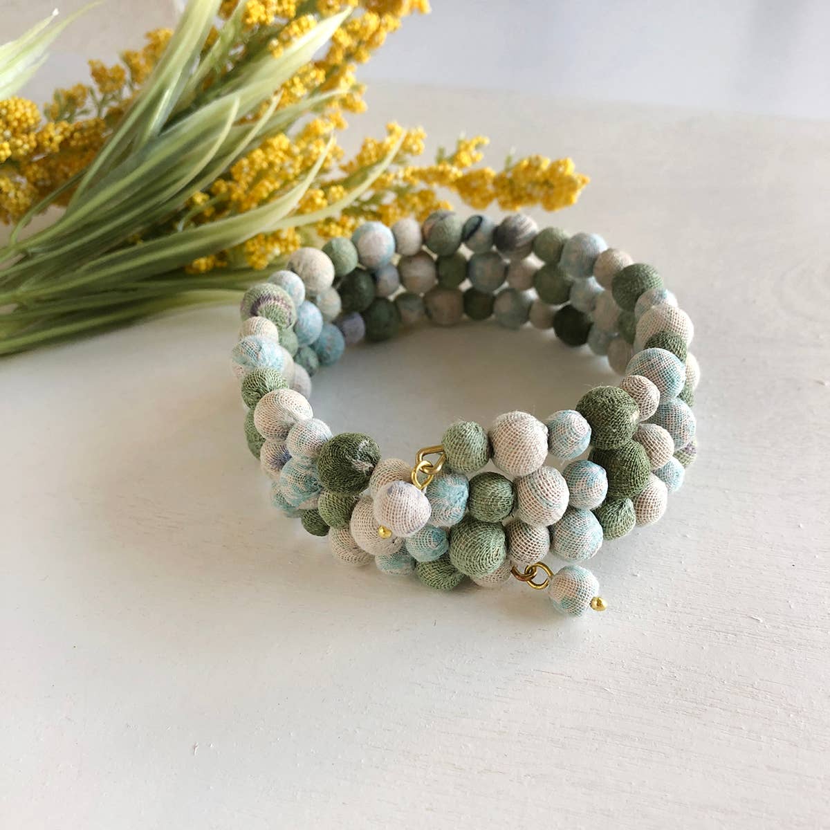 Kantha Waves Spiral Bracelet