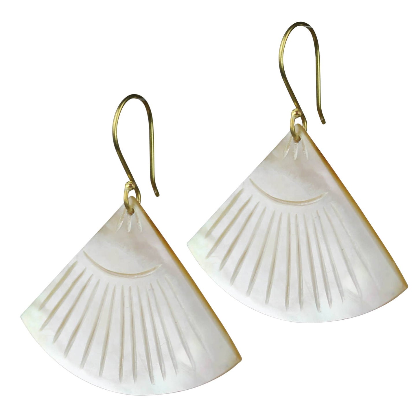 Zahara Earrings, Fan, Mother of Pearl