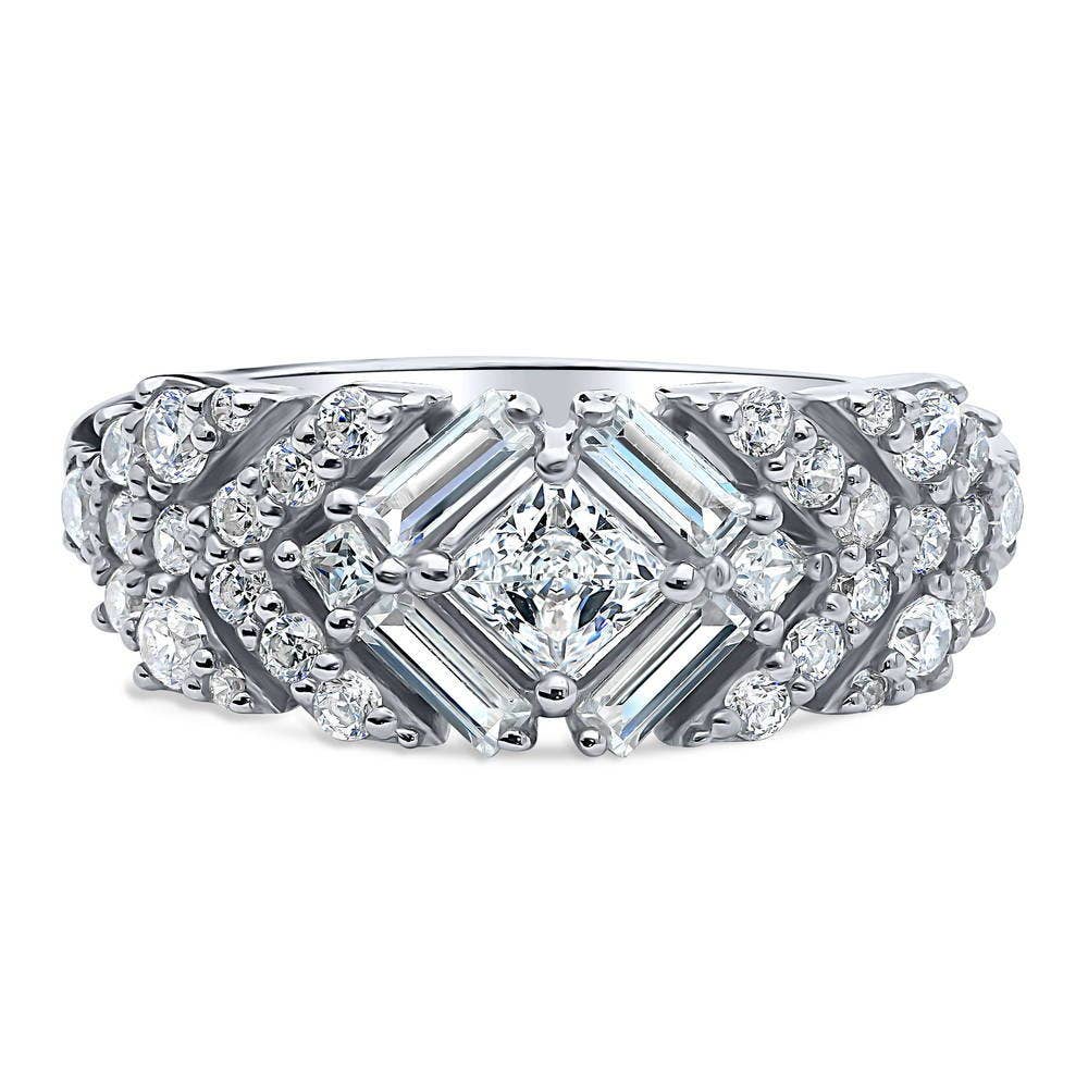 Sterling Silver CZ Bar Art Deco Ring r1219-01