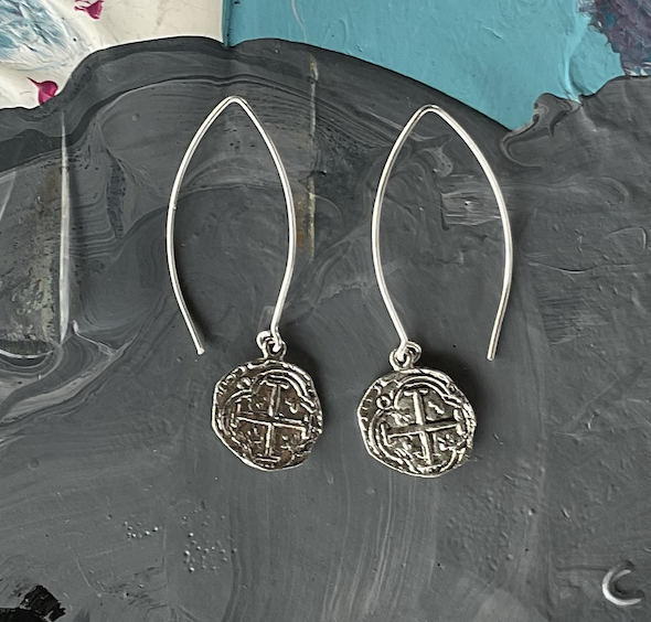 Silver Square Cross Earrings