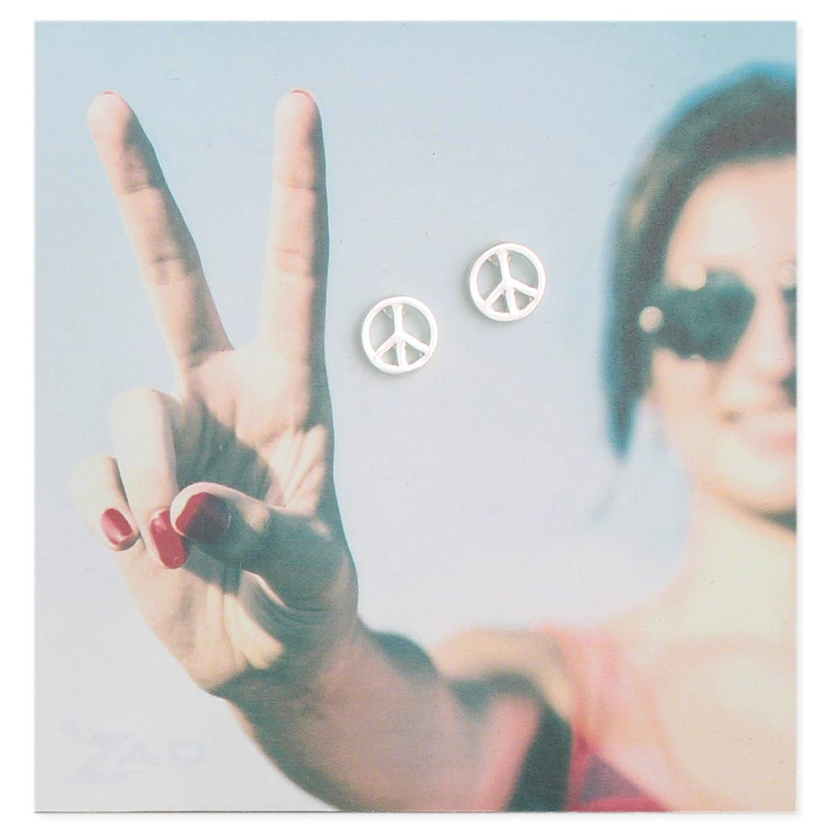 Silver Peace Sign Studs
