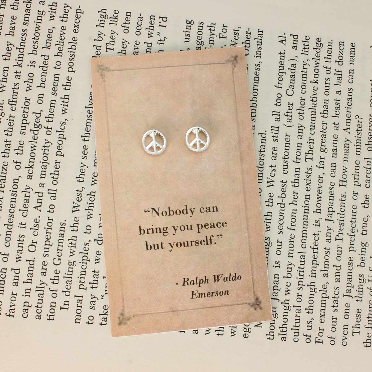 Literary Quote Peace Stud Earrings