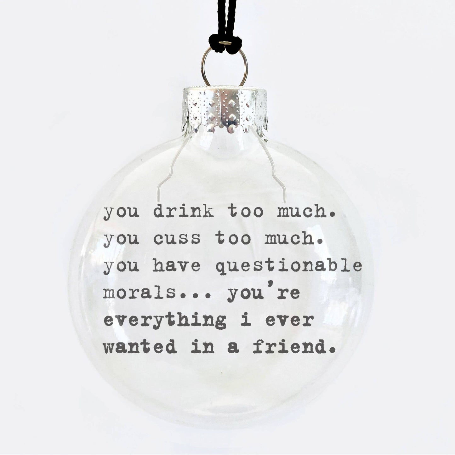 Cuss Friendship See-Through Glass Holiday Ornament