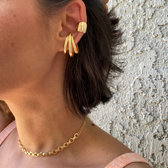 Wide Gold Filled Ear Cuff Earrings