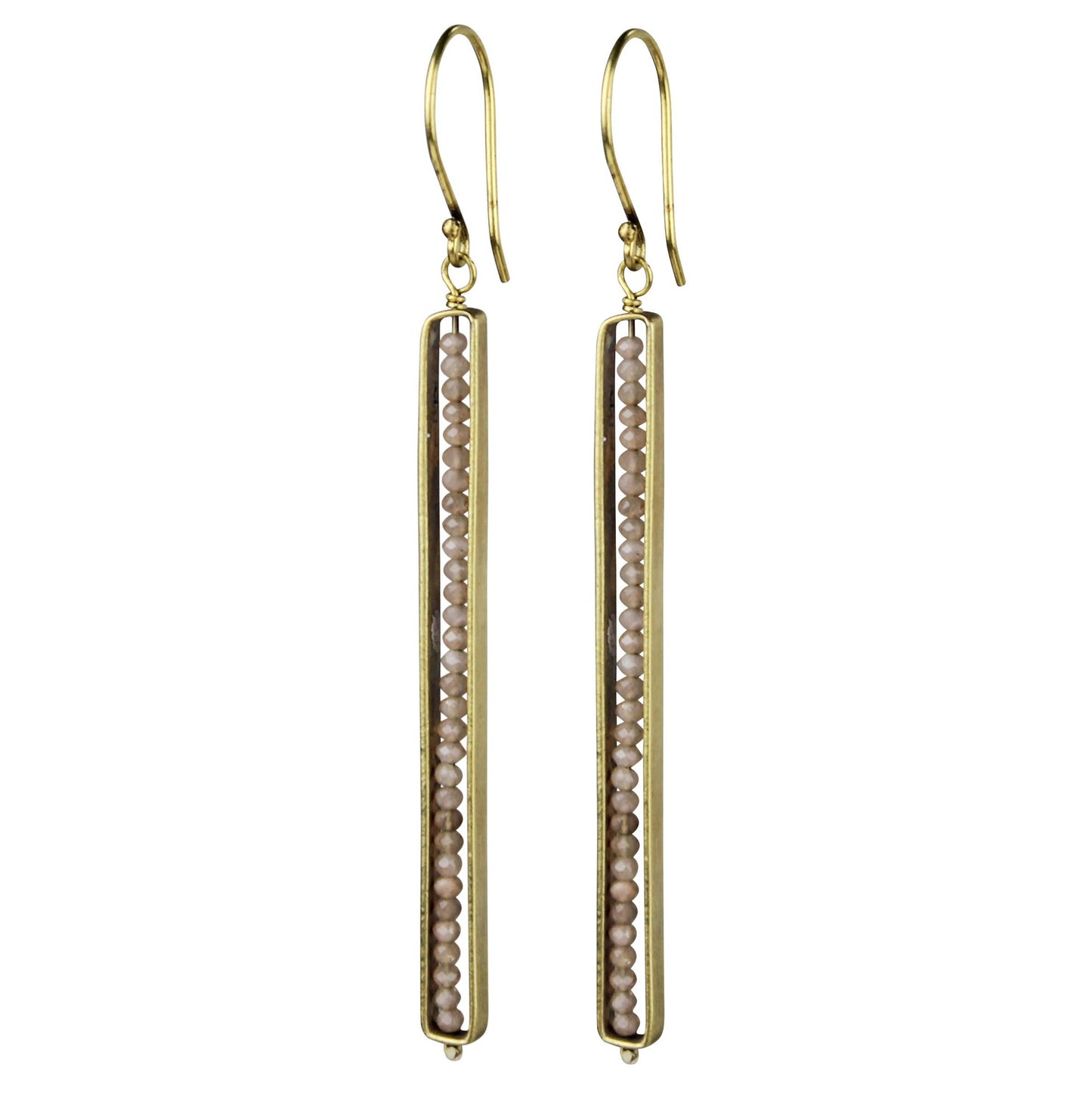 Linea Earring, Encased Pink Moonstone
