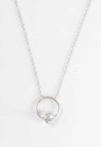 Halo Necklace with Herkimer and Natural Diamond - 3 colors