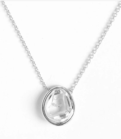 Large Herkimer Diamond Necklace with Diamond Accent