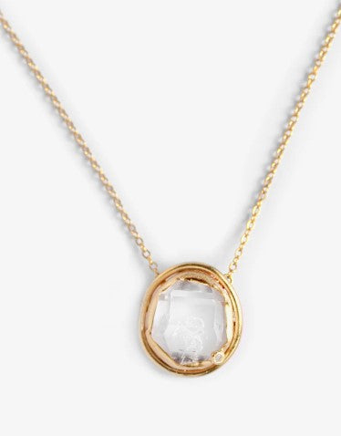 Large Herkimer Diamond Necklace with Diamond Accent